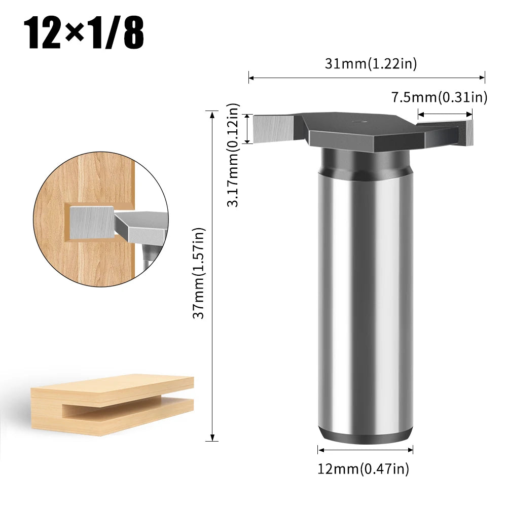 Wolframlegierung T-Cutter Router Bit 6mm 12mm Schaft Fräskopf für Holz