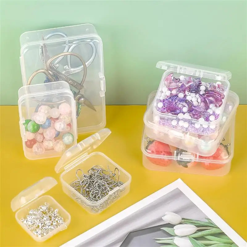 10x Rechteckige Kunststoffboxen transparent zur Schmuck und Kleinteil Lagerung
