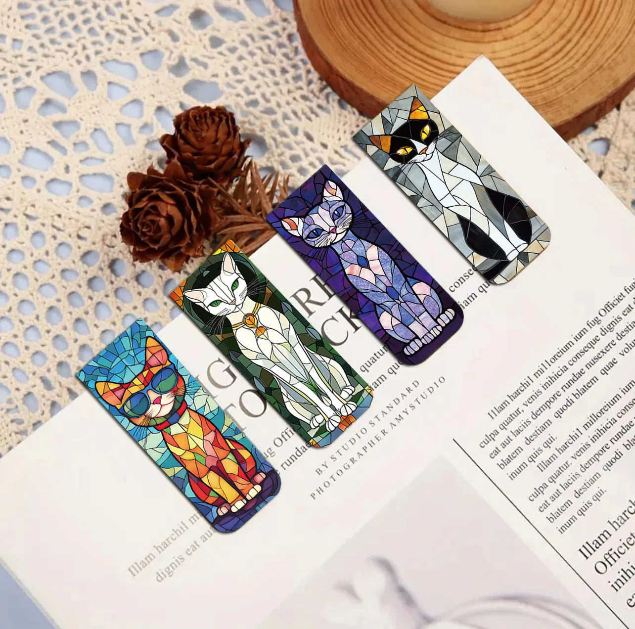 5er Set Magnetische Lesezeichen Katze Stilvoll für Buch und Büro
