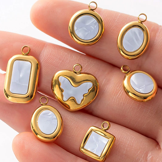 5er Set Edelstahl Charms Gold für Schmuckherstellung DIY Zubehör