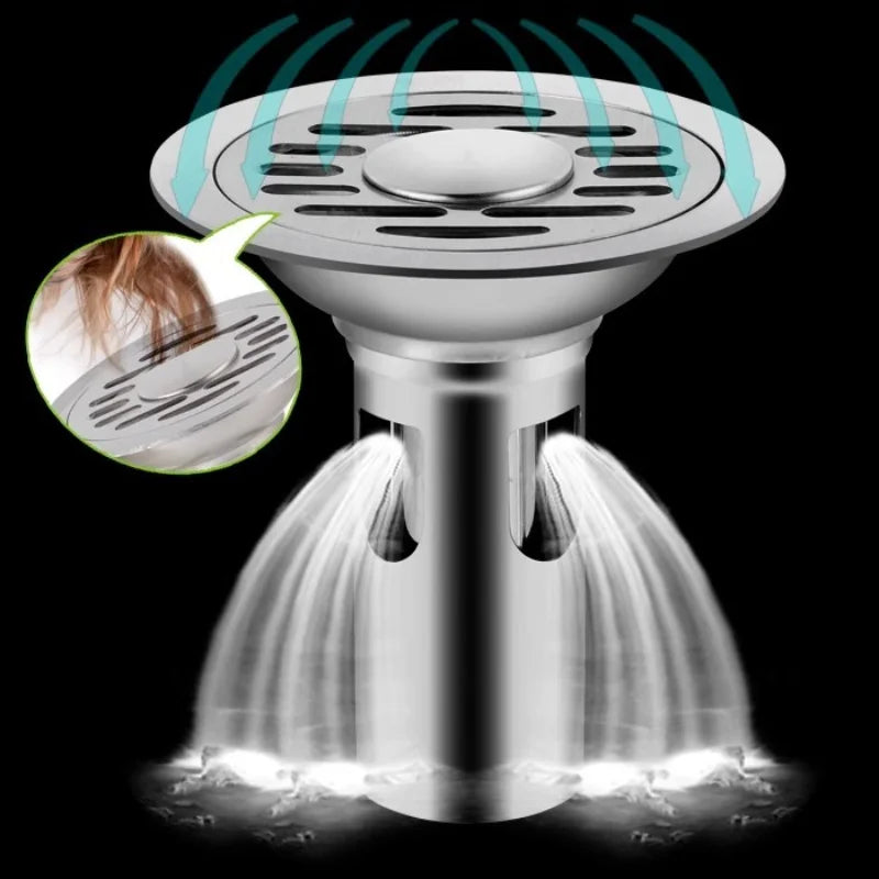 Edelstahl Bodenablauf mit Haarfänger Geruchshemmend für Dusche und Bad