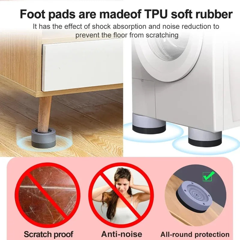 Rutschfeste Anti-Vibrations-Pads 4er-Set – Geräuschdämpfer für Waschmaschinen