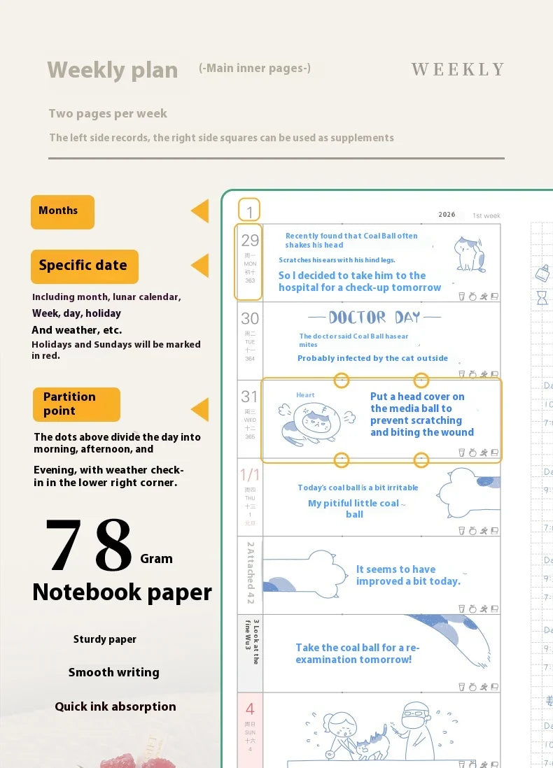Wochenplaner 2026 Taschenformat – Wochenplan Notizbuch-Yabubest - Home & More
