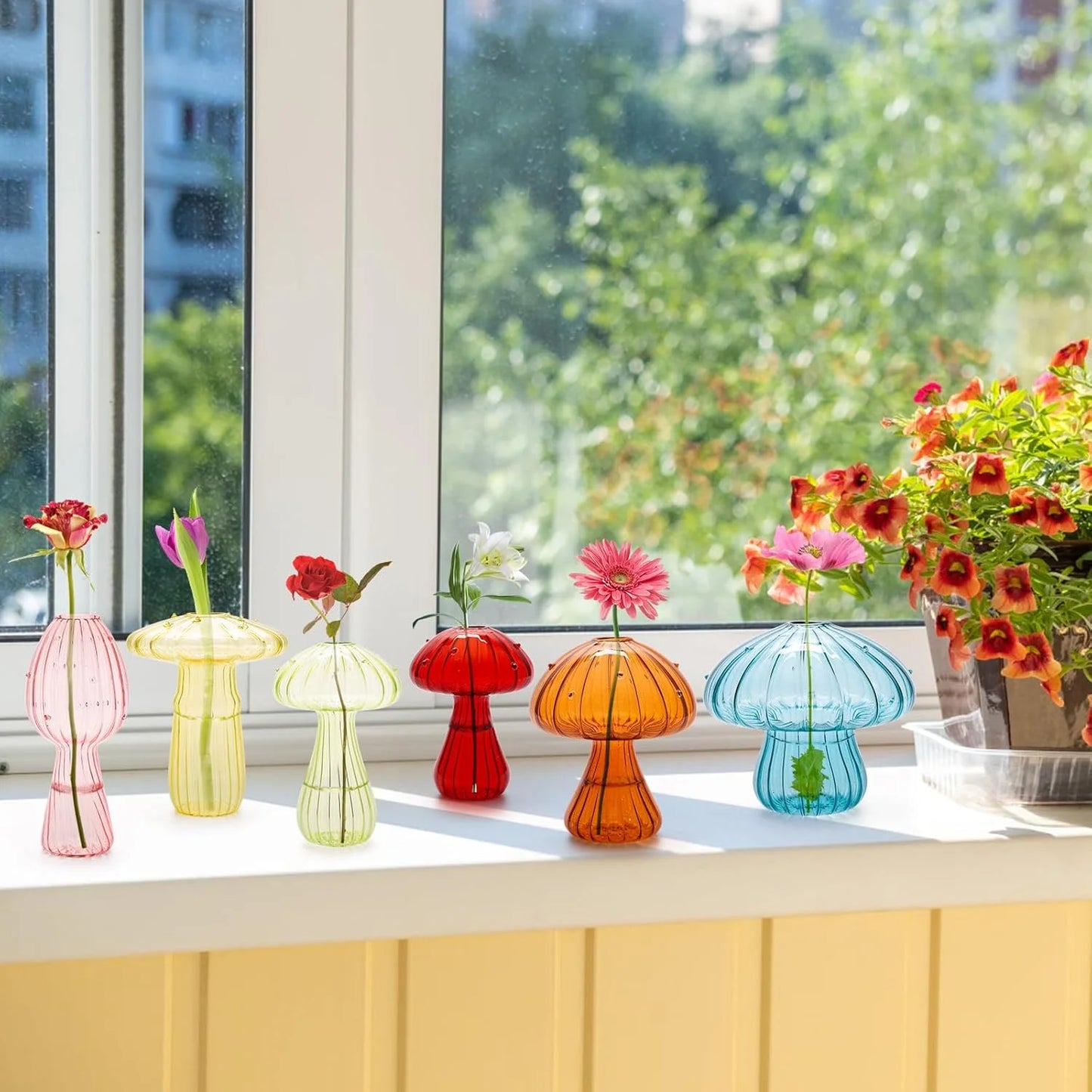 Dekorative Pilzglasvasen für Pflanzen und Blumen, Büro und Heim