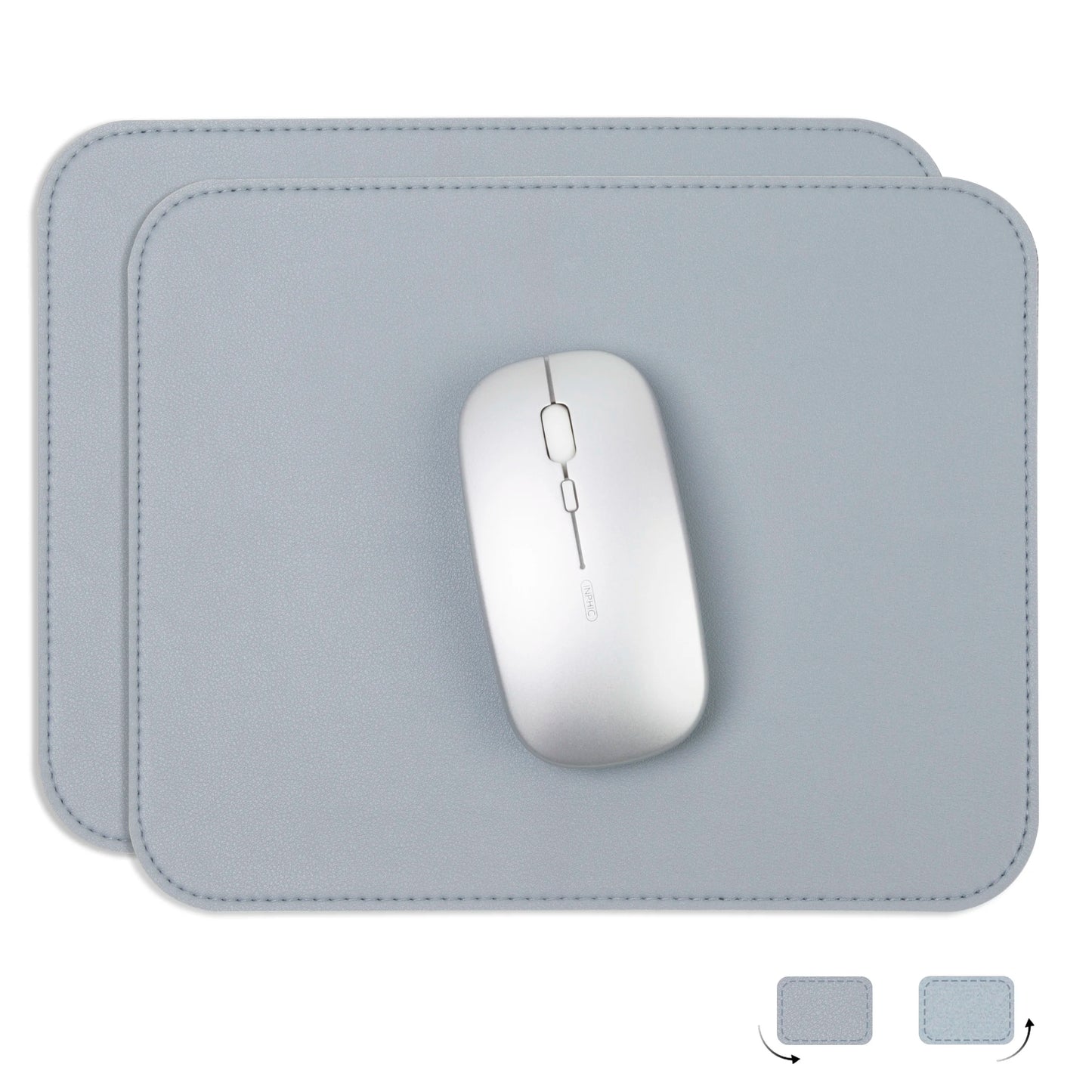 2er Set Leder-Mauspads mit genähtem Rand für komfortables Arbeiten