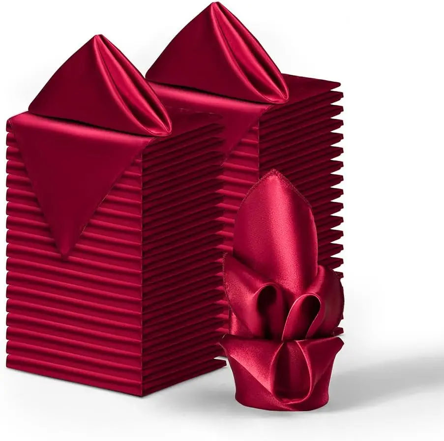 12 rote Satin Servietten 30x30 cm waschbar seidig weich für Event Deko