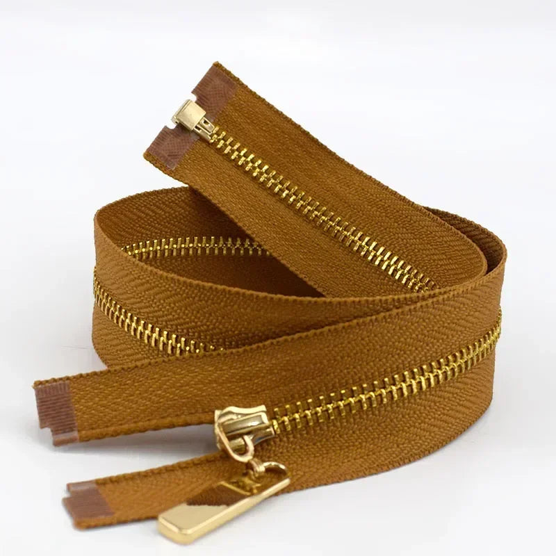 Metall Reißverschluss goldene Zähne offen 40-70cm für Taschen Jacken Kleidung