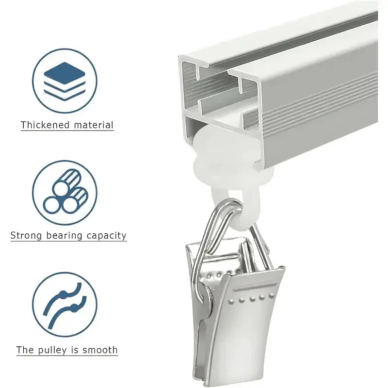 30 teiliges Set Metallvorhangklammern mit Nylonrollen für Schienen