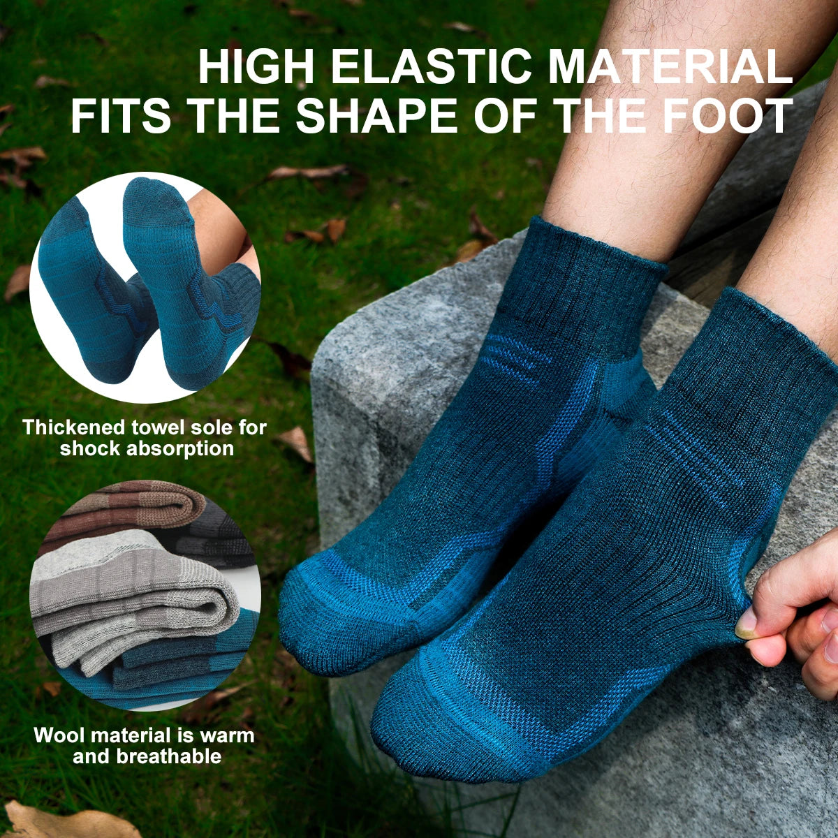 Warme Thermosocken aus Merinowolle für Ski und Wandern