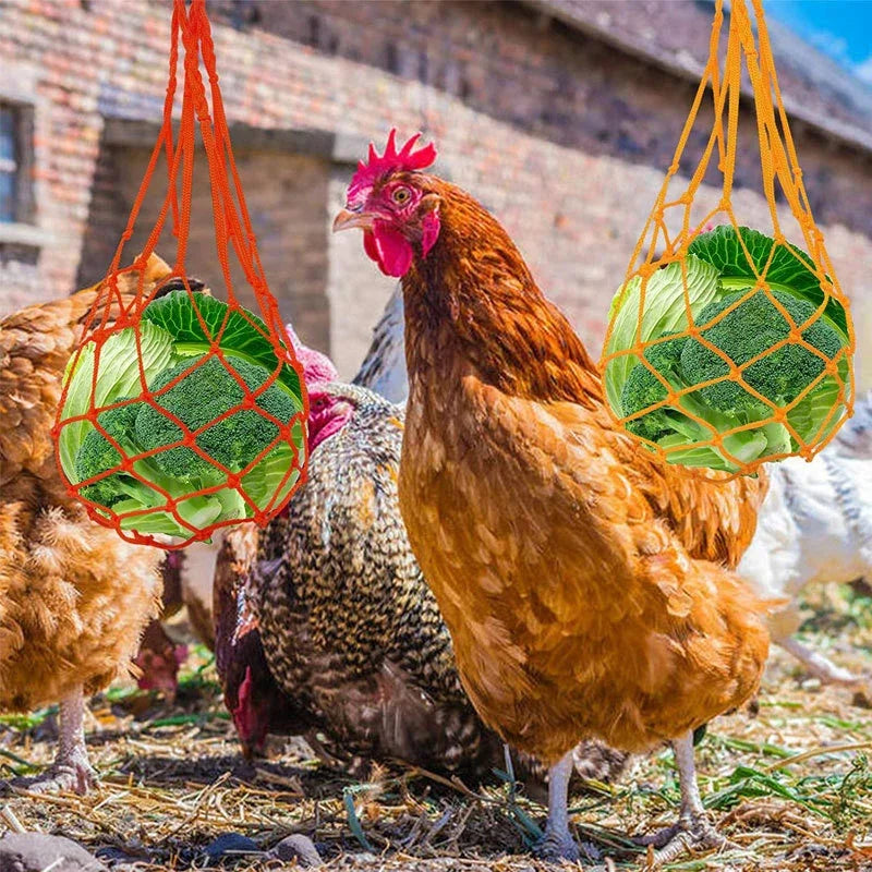Hängender Gemüse- und Obstnetzbeutel für Geflügel zur Futterspendernutzung