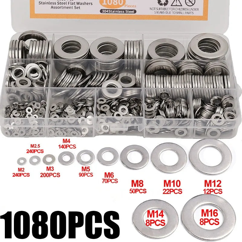 Flache Unterlegscheiben aus Edelstahl M2 bis M16 Sortiment Reparatur