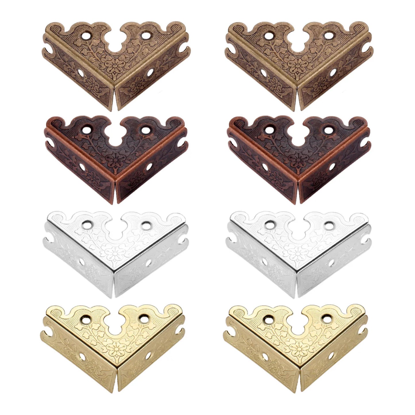 4x Antike Eckbeschläge Möbel Holz Box Protector Dekor 34mm Zinklegierung