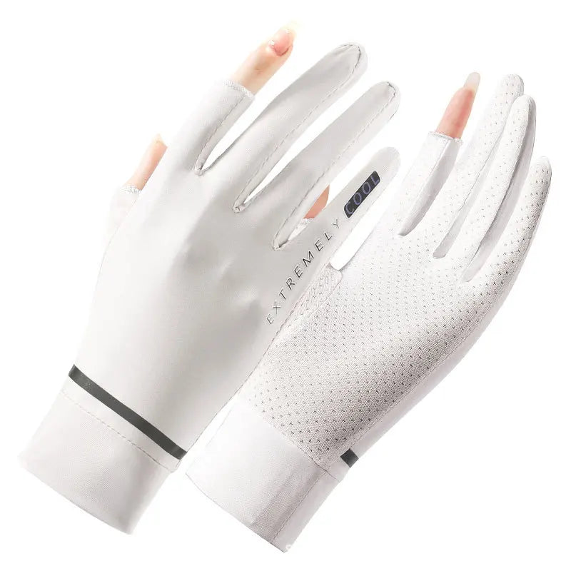 Sommerliche Eis-Seide Handschuhe mit Sonnenschutz – dünn, kühl - touchscreenfähig