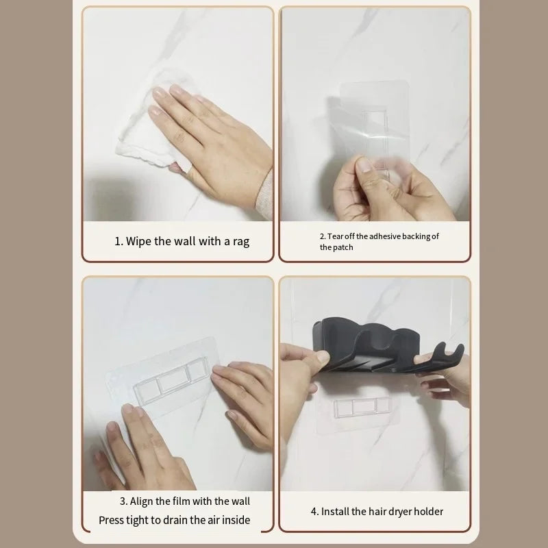 Wandmontiertes Badezimmerregal aus Kunststoff – Praktische Haartrocknerhalterung