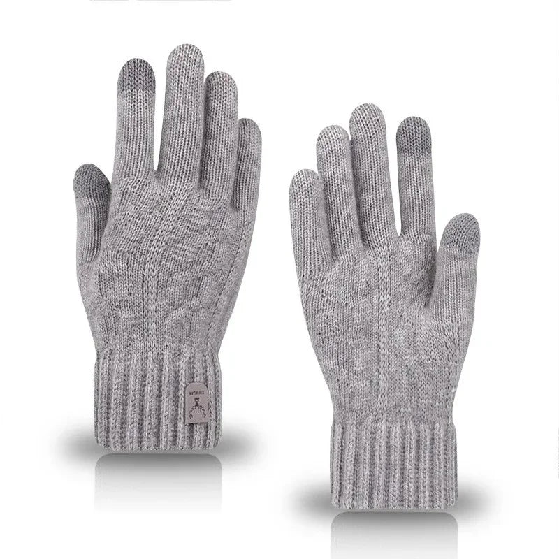 Warme Herren Touchscreen Handschuhe Strick mit Fleece für den Winter