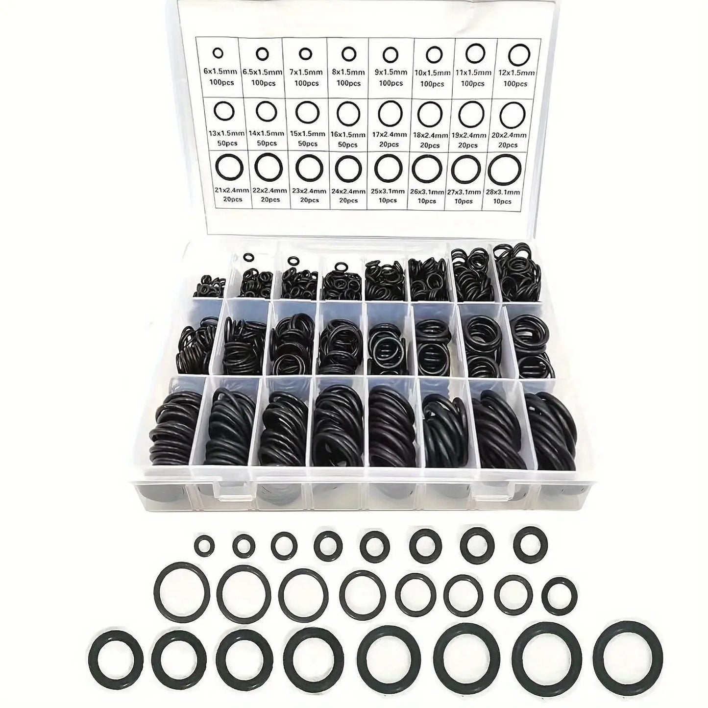 1200-teiliges NBR O-Ring Set – 24 Größen für perfekte Dichtung bei Sanitär - Kfz