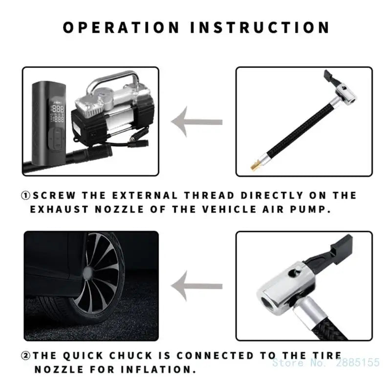 Robuster Reifenpumpenschlauch mit Adaptern für Auto Luftkompressor