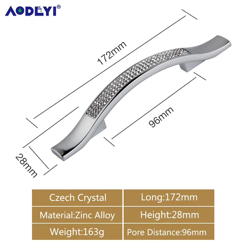 Eleganter Kristall Möbelknopf Diamant Optik für Schrank Schublade Gold/Chrom