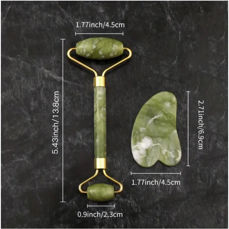 Jade Roller und Gua Sha Set für Gesichtsmassage gegen Alterserscheinungen