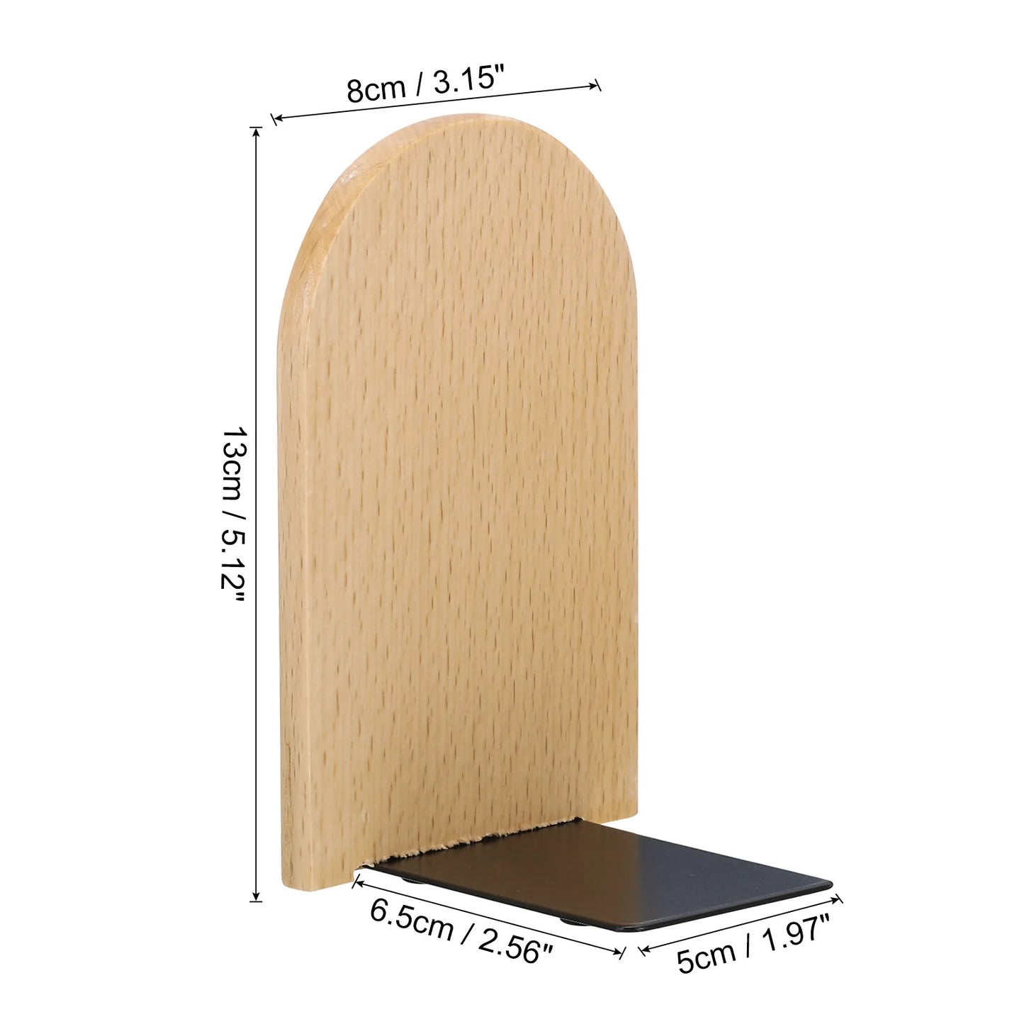 2 Stück Holz Buchstützen mit Metallbasis Organizer Büro Regal Halter