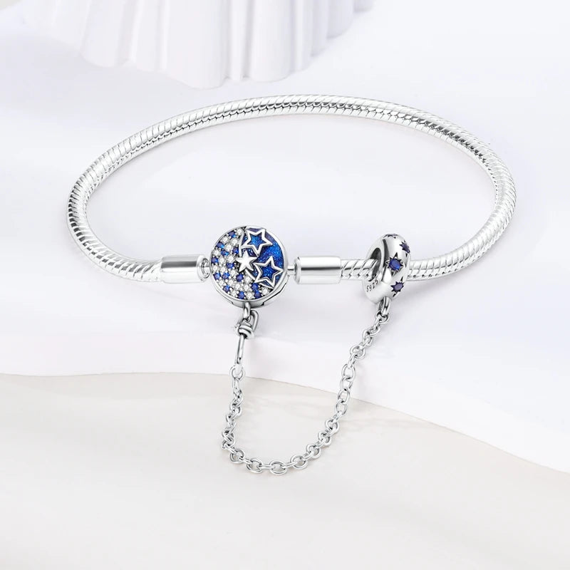 Armband Silber 925 mit Stern Mond Sonne und Grünem Zirkon Charm