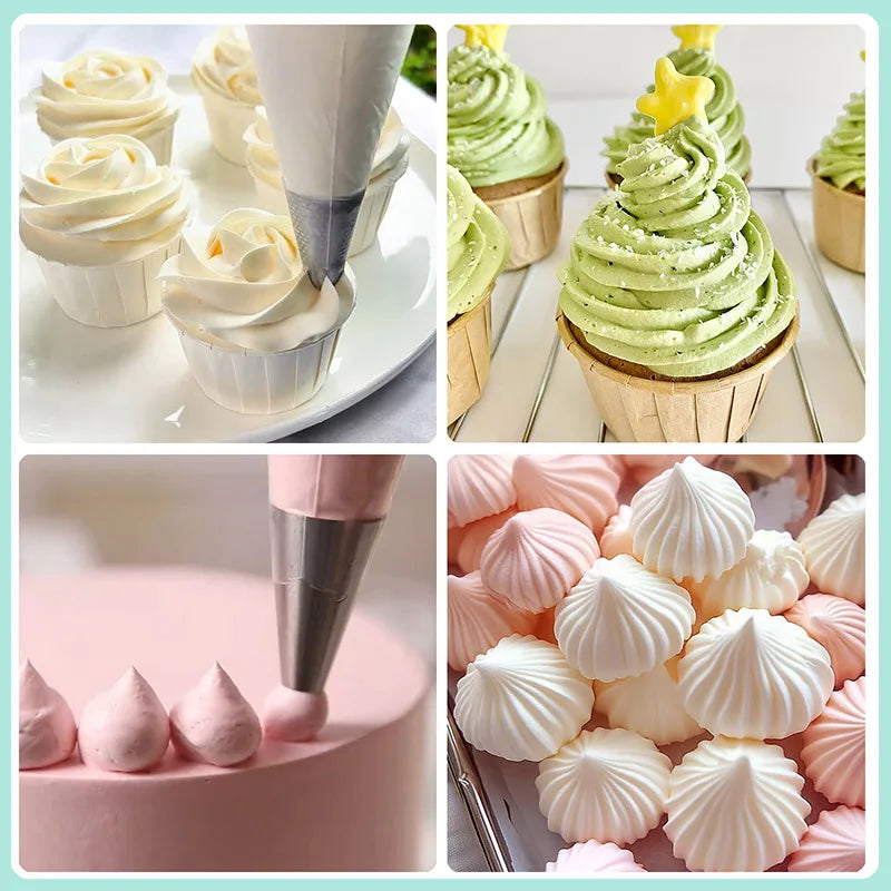 8-teiliges Spritztüllen-Set aus Edelstahl für Dessert und Kuchen-Yabubest - Home & More