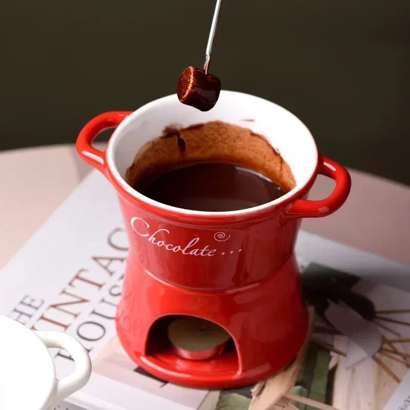 Kreativer Keramik Schokoladen-Schmelzbecher mit Kerzenständer