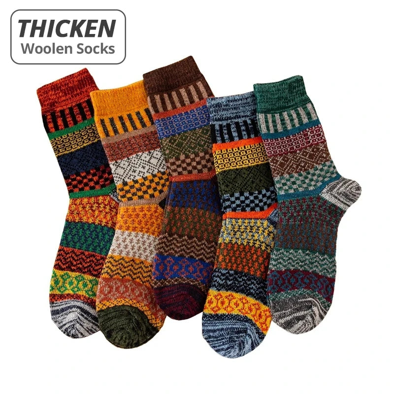 5 Paar warme dicke Herrensocken im Retro Stil EU38 44