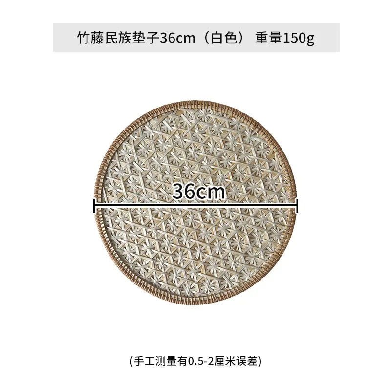 Handgewebtes Rattan Tischset im Böhmischen Stil