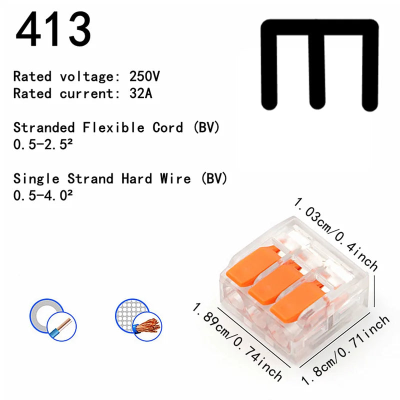 Sichere & einfache Verbindung: 10–75 orangefarbene Universal-Schnellsteckklemmen 250V/32A