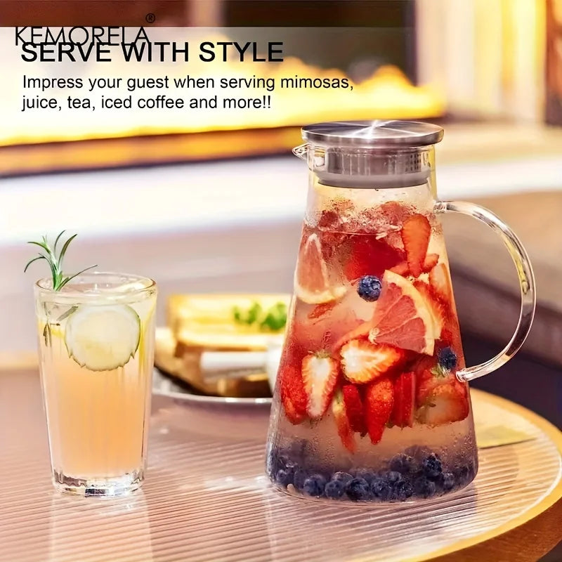 Hitzebeständiger transparenter Glas Wasserkrug mit großem Griff-Yabubest - Home & More