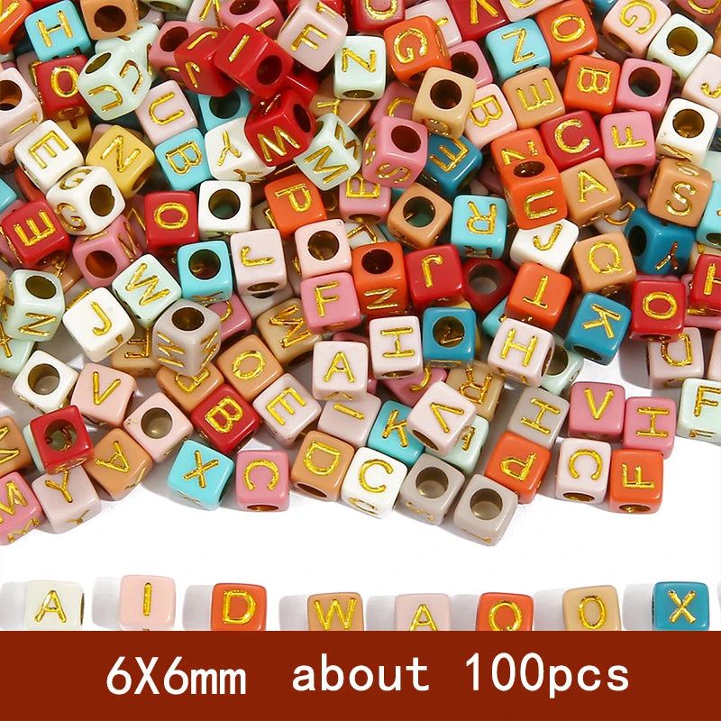 6x6mm Quadratische Acryl Alphabet Perlen für DIY Schmuck Basteln