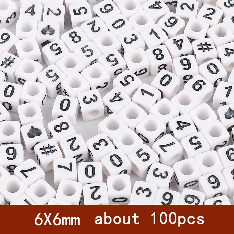 6x6mm Quadratische Acryl Alphabet Perlen für DIY Schmuck Basteln