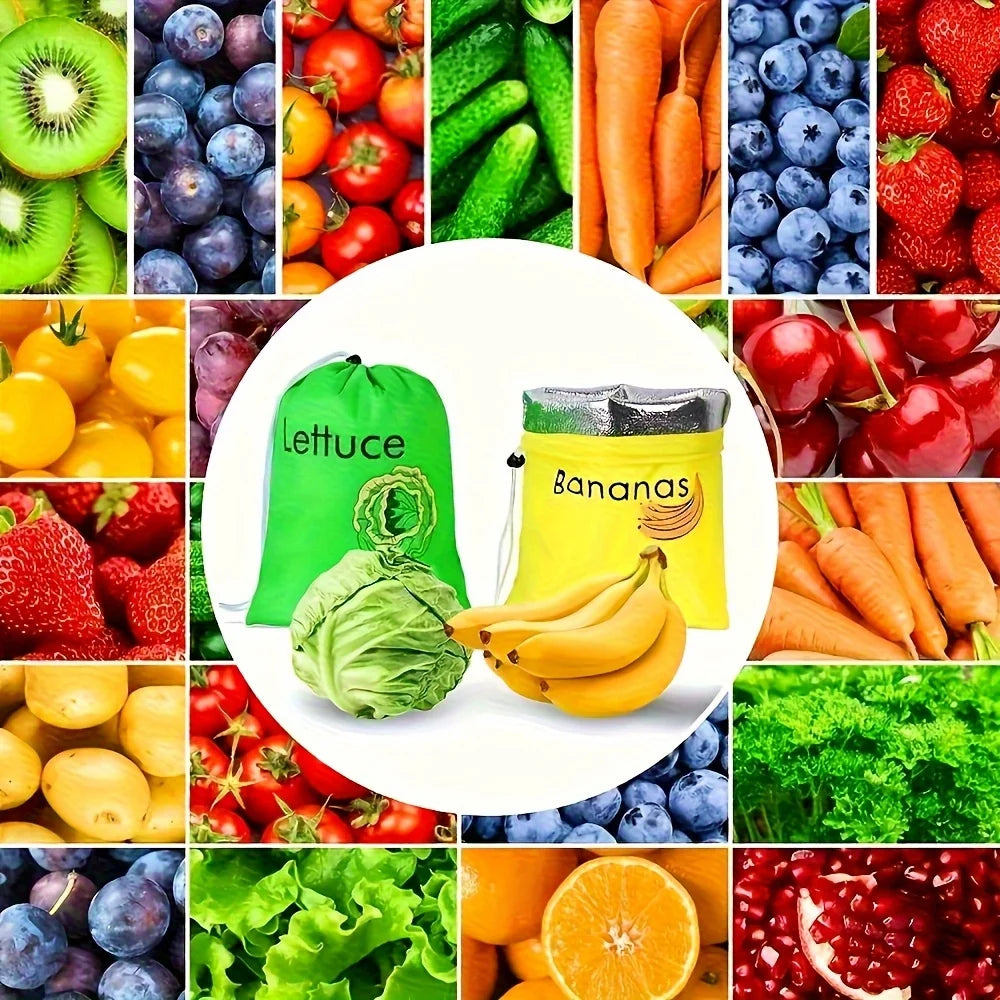 3er Set wiederverwendbare Premium Aufbewahrungstaschen für Obst Gemüse