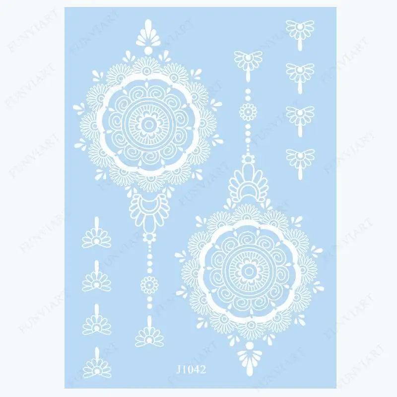 Weiße Henna Temporäre Tattoos für Frauen Hand Mehndi Party Körperkunst