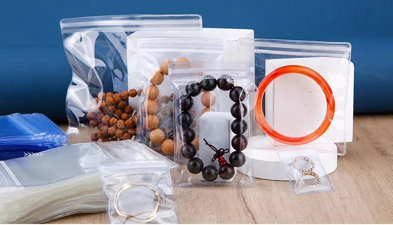10/50/100x PVC Druckverschlussbeutel transparent Schmuck Geschenk