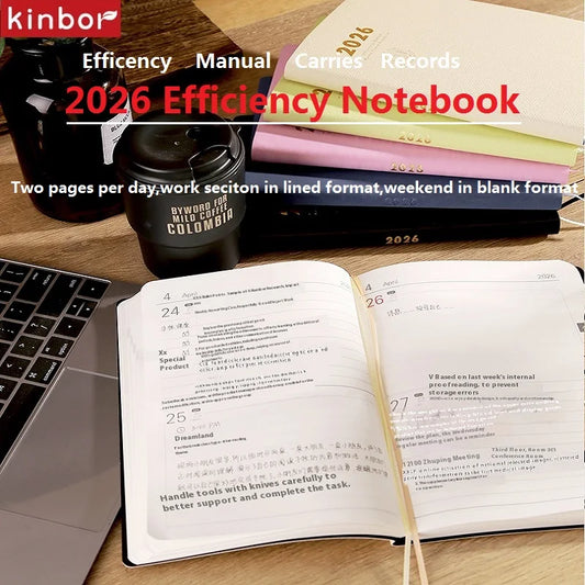 2026 Planer Notizbuch A5 - 2 Tage pro Seite für Effizienz und Zeitmanagement