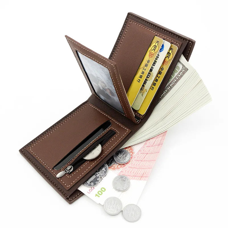 Schlanke kurze Herren Brieftasche aus PU Leder mit Kartenhalter und Münzfach