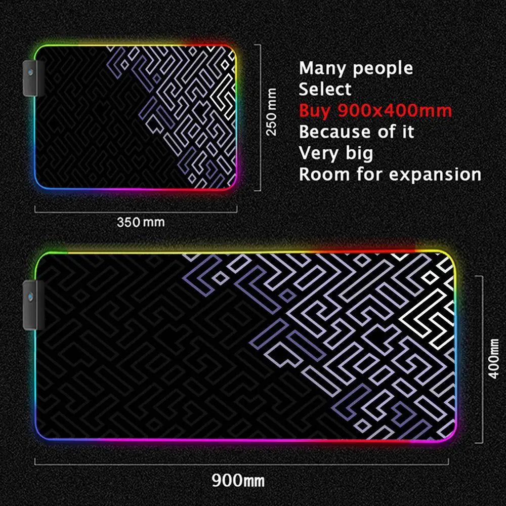 XXL Gaming Mauspad Geometrisches Design mit RGB LED Beleuchtung