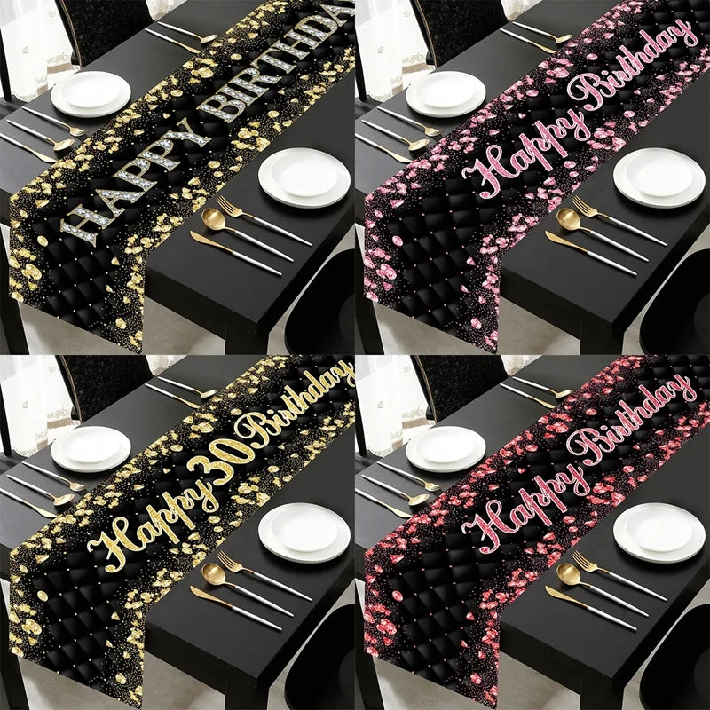 Schwarz Gold Tischläufer 180x35cm für 21. 30. 50. Geburtstag Hochzeit Party Deko