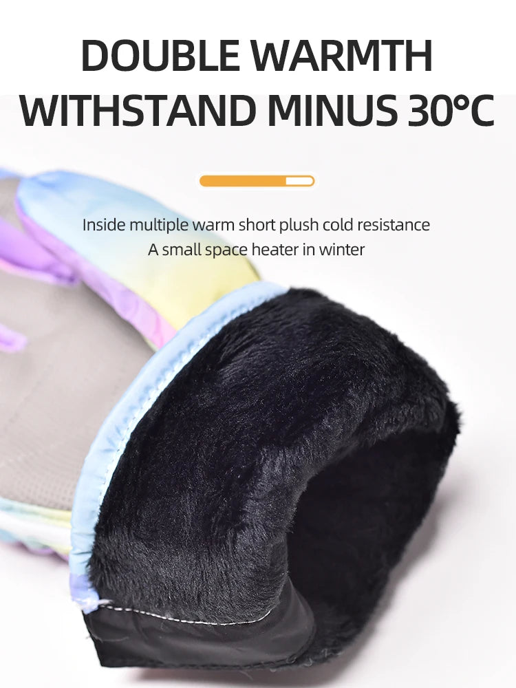 Warme wasserdichte Kinder Skihandschuhe mit Fleece und Reißverschluss