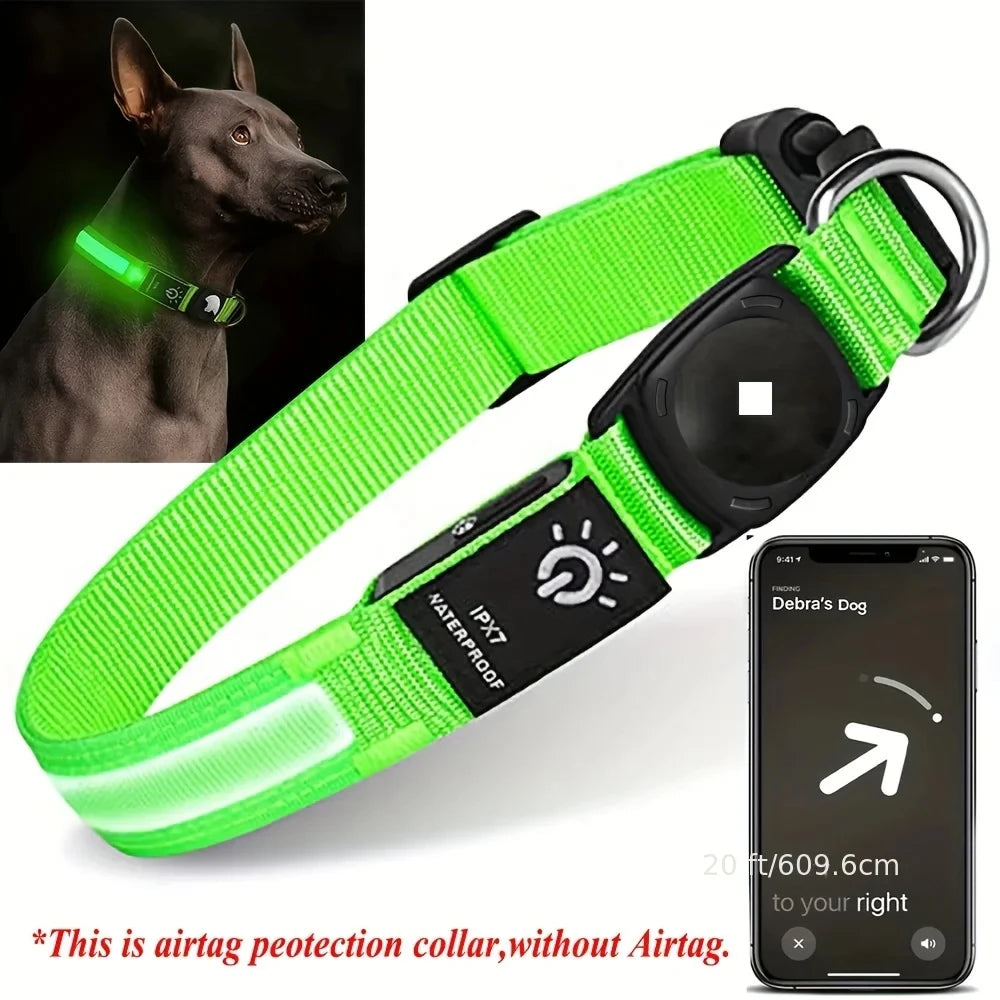 LED Airtag Hundehalsband wasserdicht USB für Sichtbarkeit und Ortung