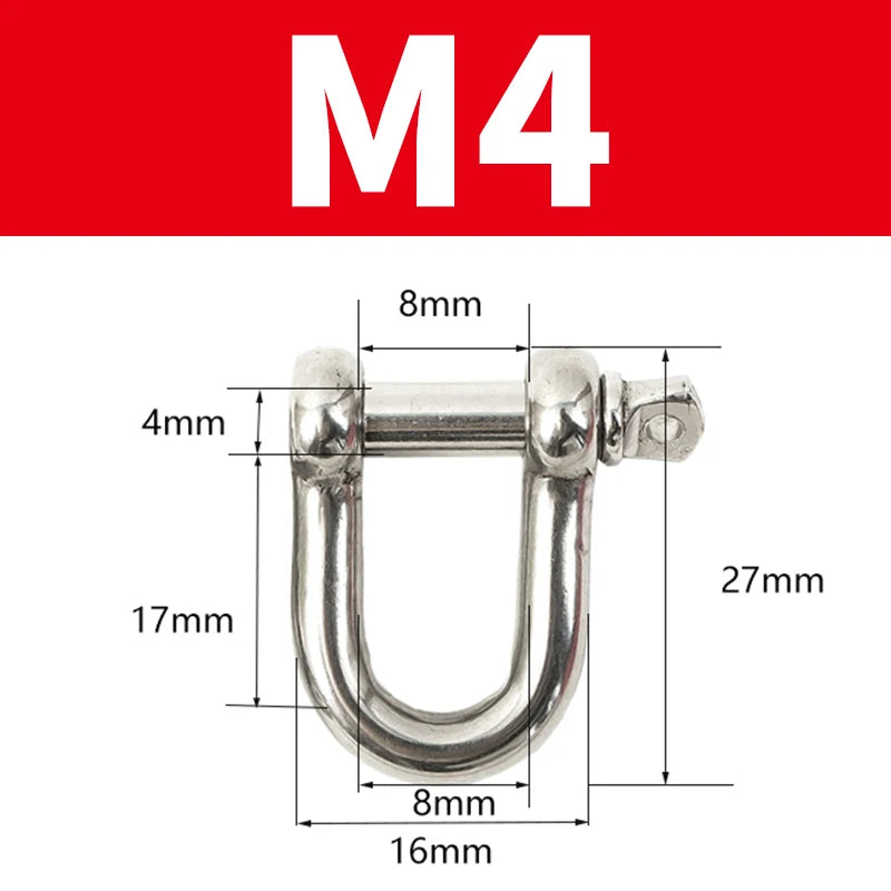 Gerader D-Schäkel aus Edelstahl 304 kurz für Boots-Rigging M4 bis M16