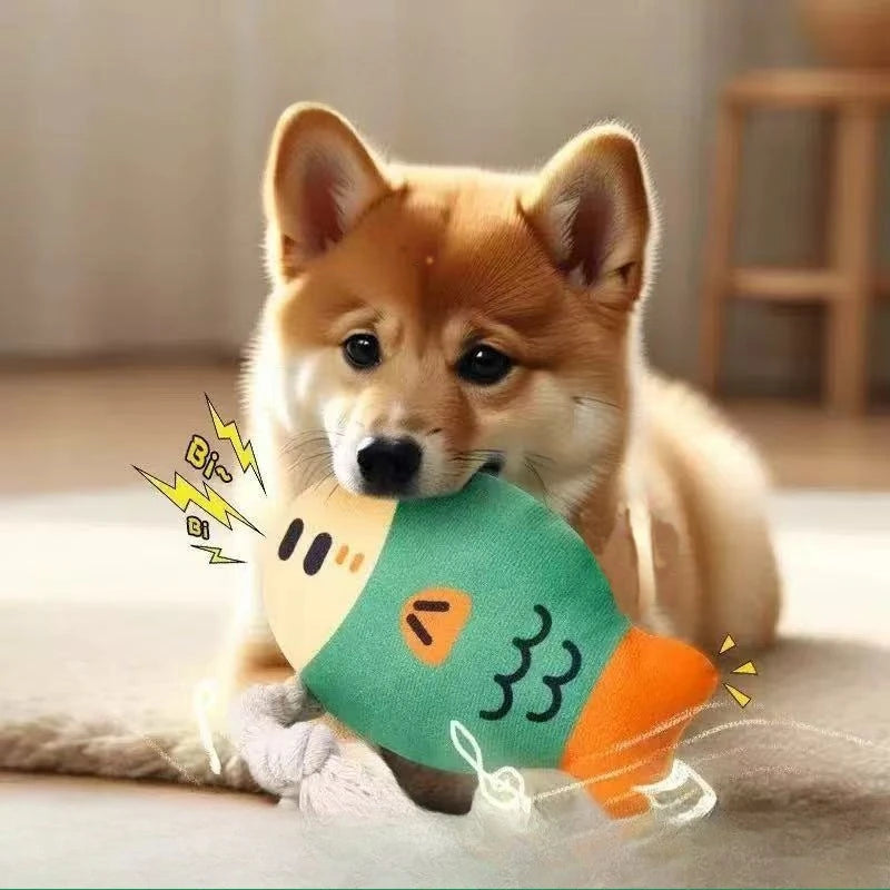 Quietschender Fisch Kauspielzeug für Hunde Zahnreinigung und Beschäftigung