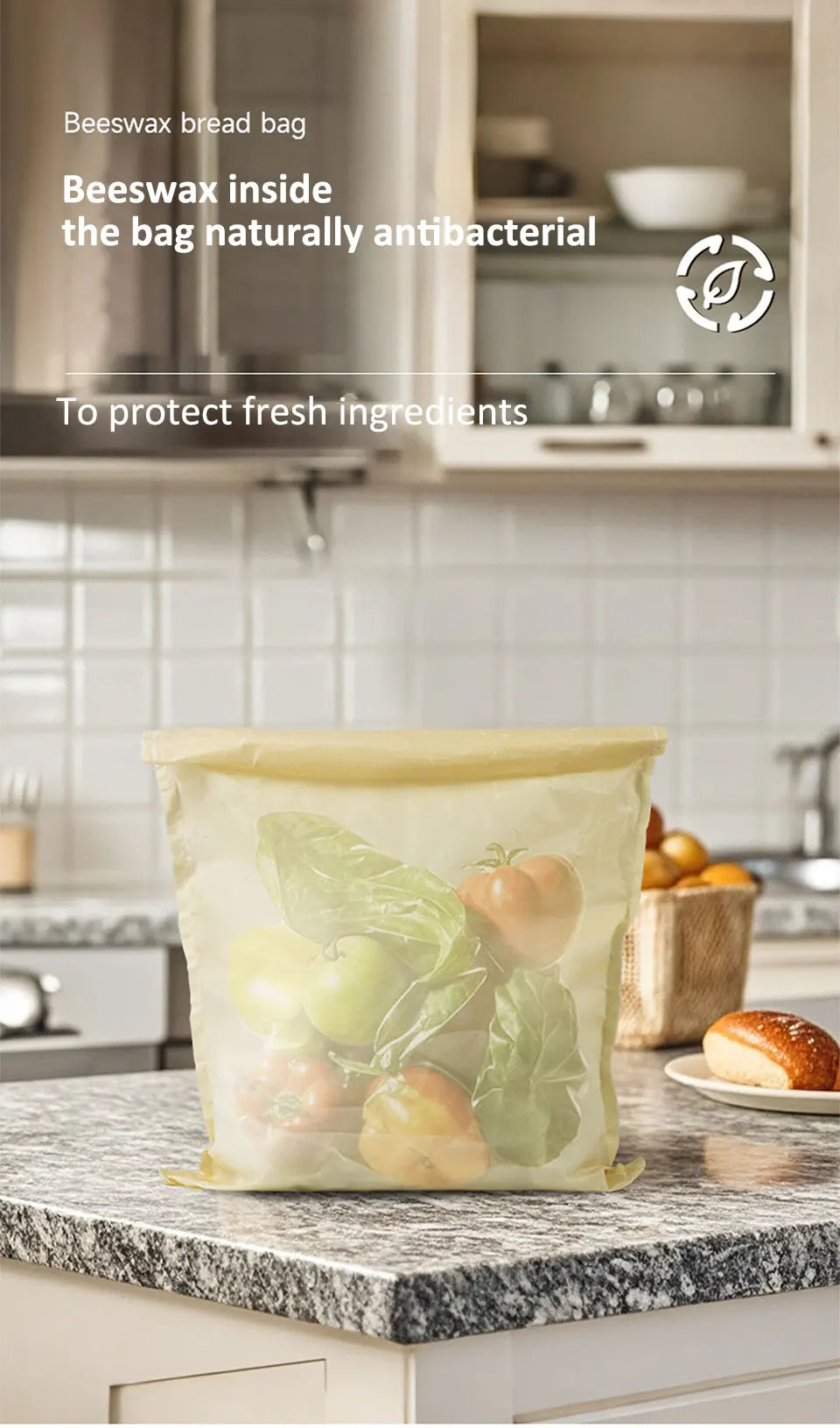 Wiederverwendbare Brotbeutel aus Bienenwachs Baumwolle mit Schnal