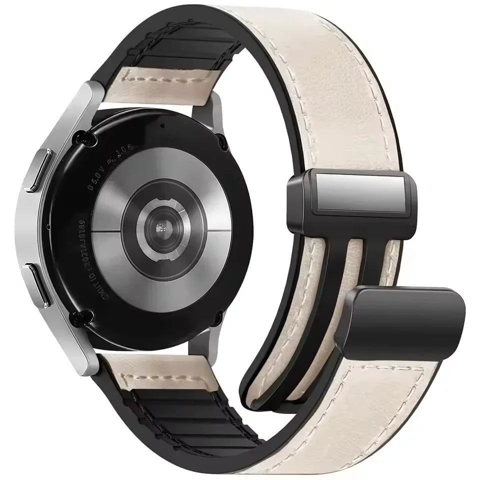 Magnetisches 20/22mm Leder - Silikon Uhrenarmband für Smartwatches