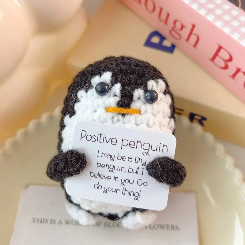 Handgemachte Mini Pinguin Plüschpuppe mit Karte Lustiges Geschenk