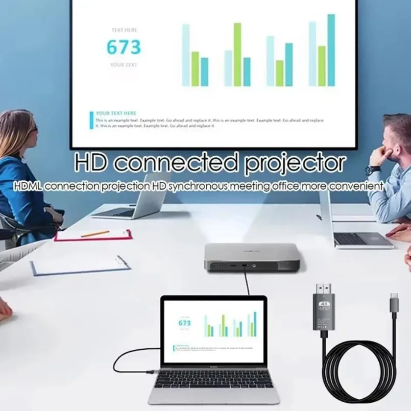 4K USB C zu HDMI kompatibles 2m Kabel 30Hz 60Hz Video Adapter HDTV