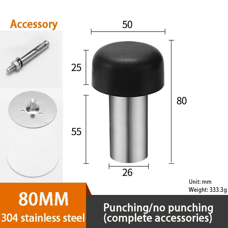 Türstopper aus Edelstahl 304 mit Gummi Bodenwandmontage verdickt