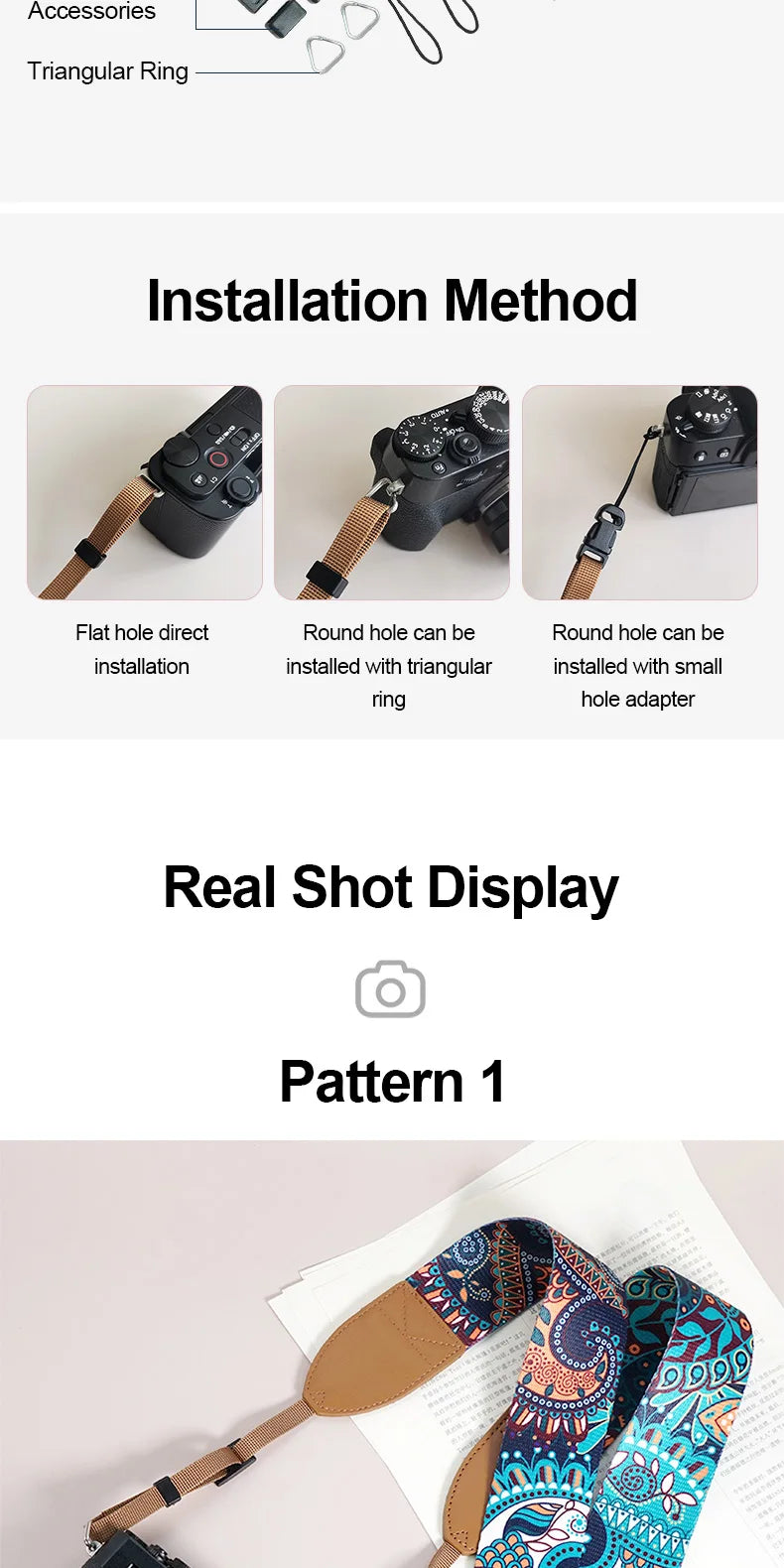 Breiter verstellbarer Ethno Kameragurt für sicheren Schulterhalt